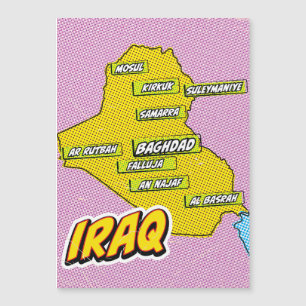 Mapa de Irak ilustrado con Pop Art