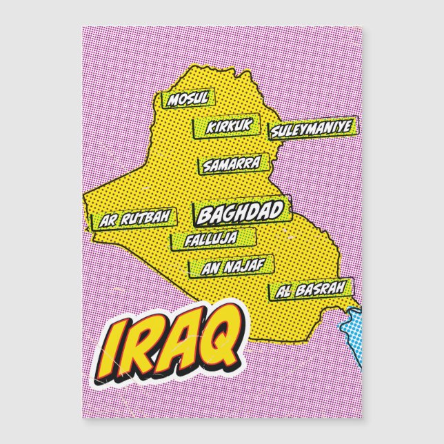 Mapa de Irak ilustrado con Pop Art (Anverso)
