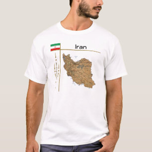 Mapa de Irán + bandera + camiseta de título