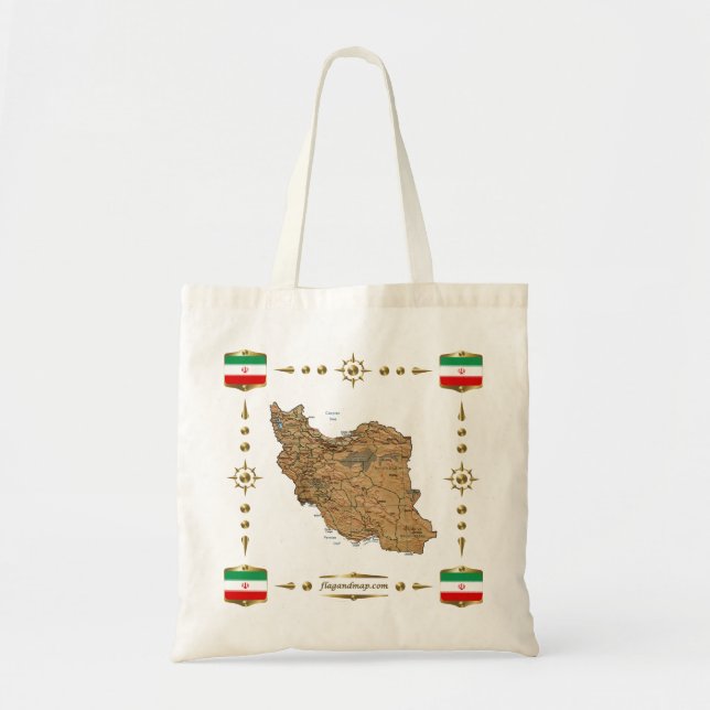 Mapa de Irán + Bolso de las banderas (Frente)