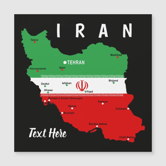 Mapa de Irán con bandera y emblema (Anverso)