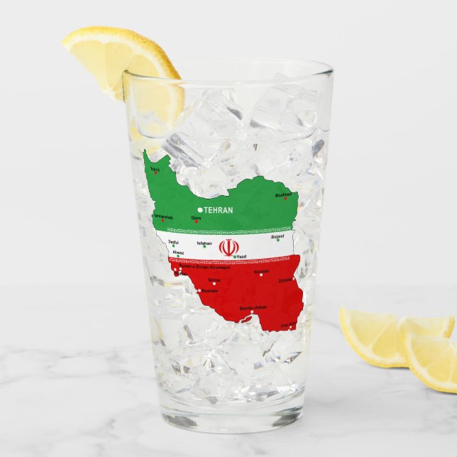 Mapa de Irán con bandera y emblema (Anverso (hielo))