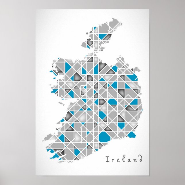 Mapa de Irlanda| Arte estilo diamante de cristal (Frente)