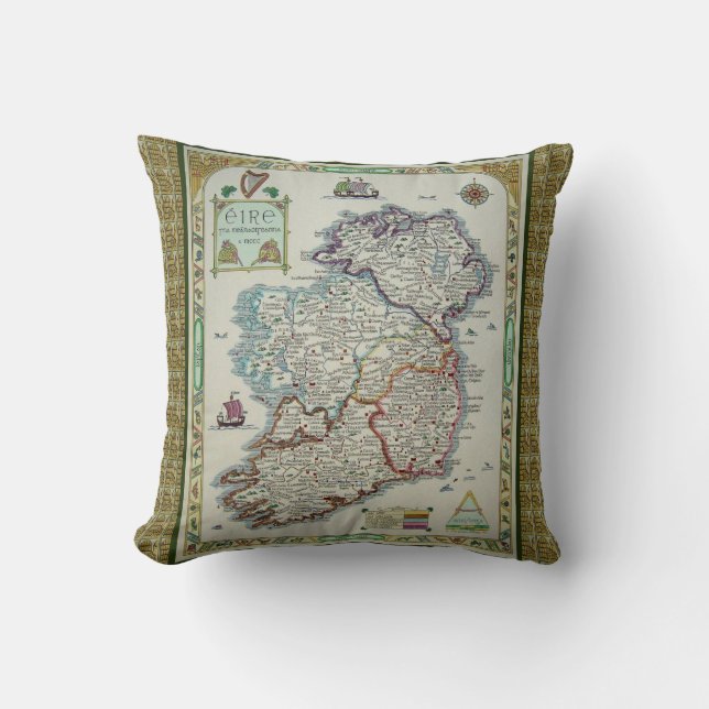 Mapa de Irlanda - Cojín decorativo irlandés Eire E (Anverso)