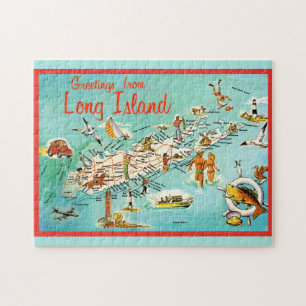Mapa de Isla Larga Retro Rompecabezas