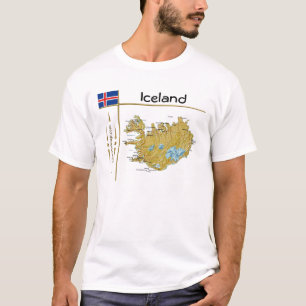 Mapa de Islandia + Bandera + Cargo camiseta