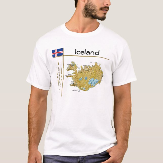 Mapa de Islandia + Bandera + Cargo camiseta (Anverso)