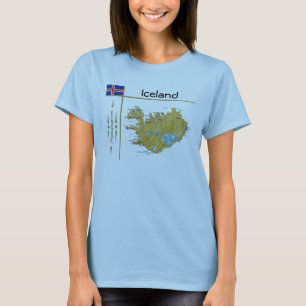 Mapa de Islandia + Bandera + Cargo camiseta