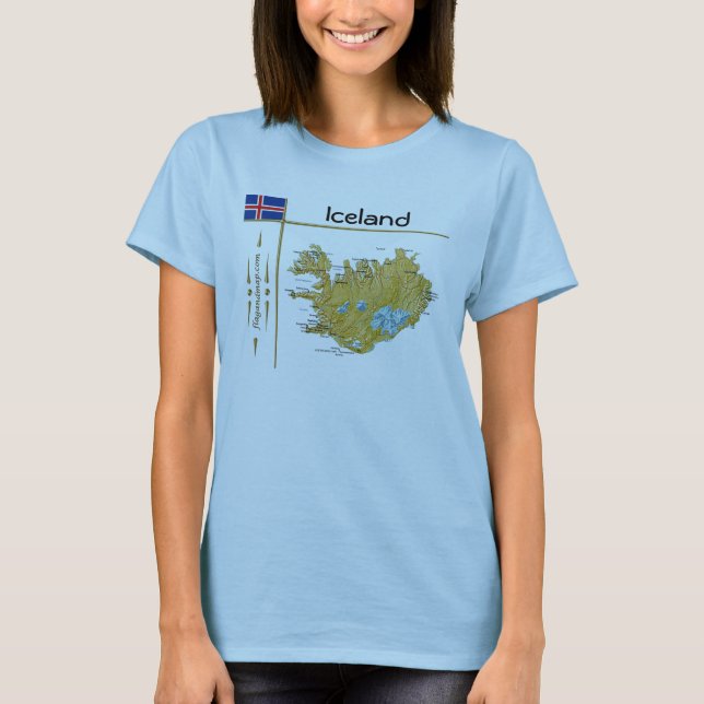 Mapa de Islandia + Bandera + Cargo camiseta (Anverso)
