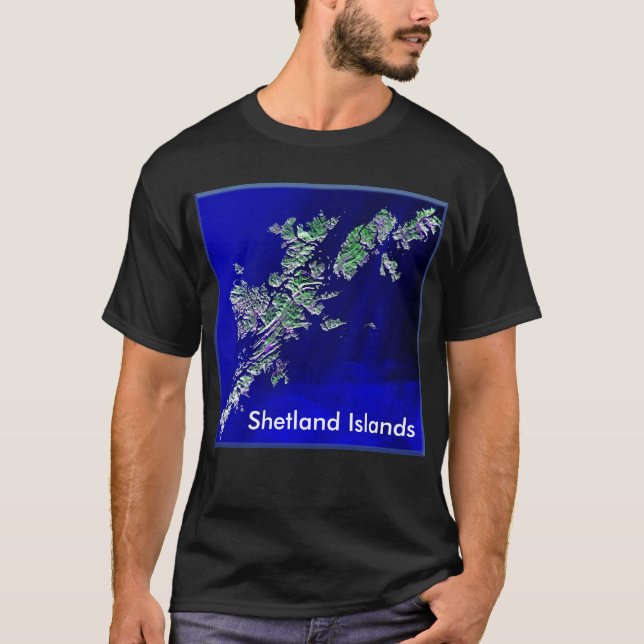 Mapa de islas Shetland para camiseta básica oscura (Anverso)