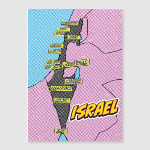 Mapa de Israel ilustrado al estilo Pop Art