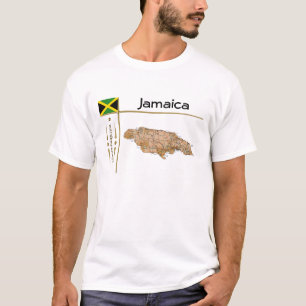 Mapa de Jamaica + bandera + camiseta de título