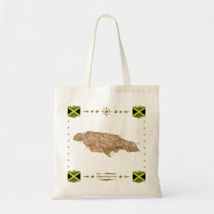 Mapa de Jamaica + Bolso de las banderas