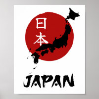 Mapa de Japón con decoración de sol rojo