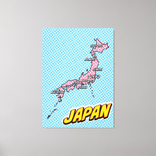 Mapa de Japón ilustrado con arte pop