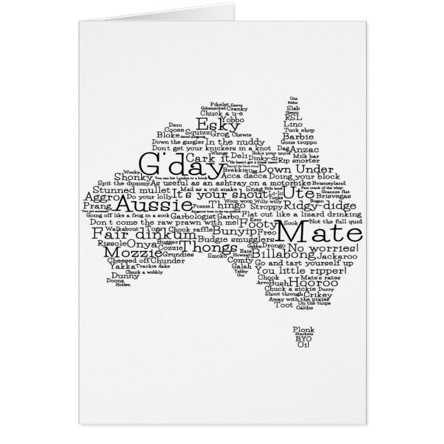 Mapa de jerga de Australia (Frente)