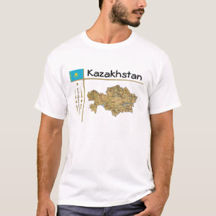 Mapa de Kazajistán + bandera + camiseta de títul