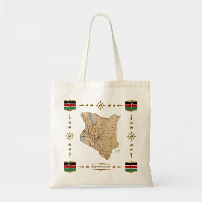 Mapa de Kenia + Bolsa de Banderas (Frente)