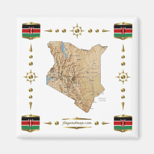 Mapa de Kenia + imán de banderas
