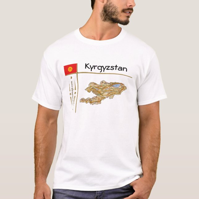 Mapa de Kirguistán + bandera + camiseta de título (Anverso)