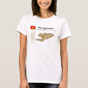 Mapa de Kirguistán + bandera + camiseta de título