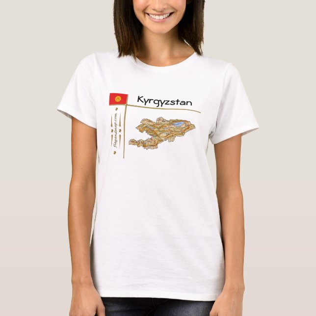 Mapa de Kirguistán + bandera + camiseta de título (Anverso)