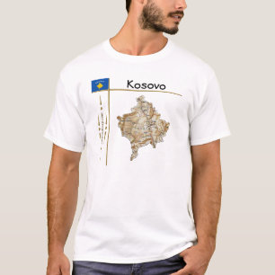Mapa de Kosovo + bandera + camiseta de título