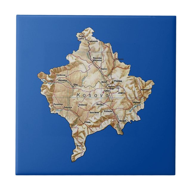 Mapa de Kosovo en baldosas (Frente)