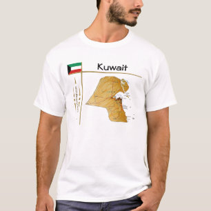 Mapa de Kuwait + bandera + camiseta de título