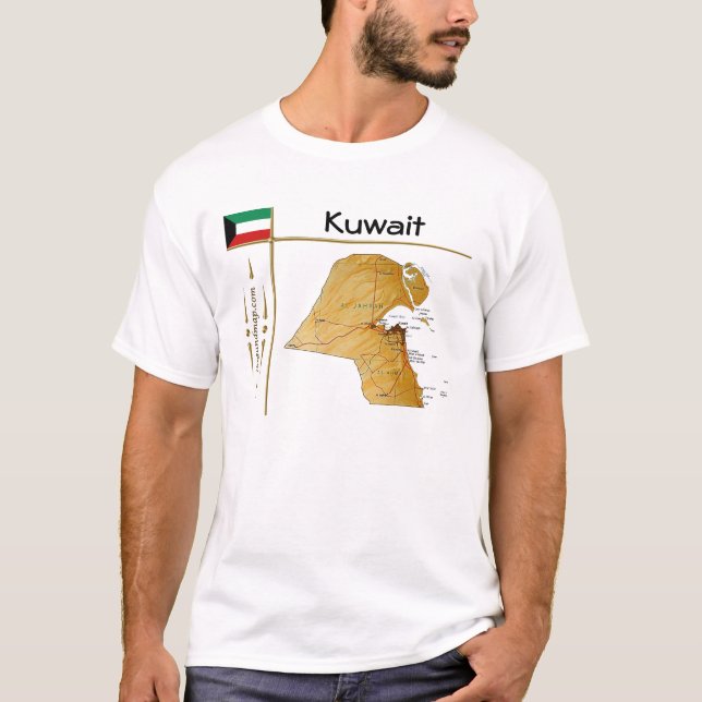 Mapa de Kuwait + bandera + camiseta de título (Anverso)