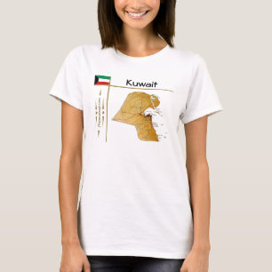 Mapa de Kuwait + bandera + camiseta de título