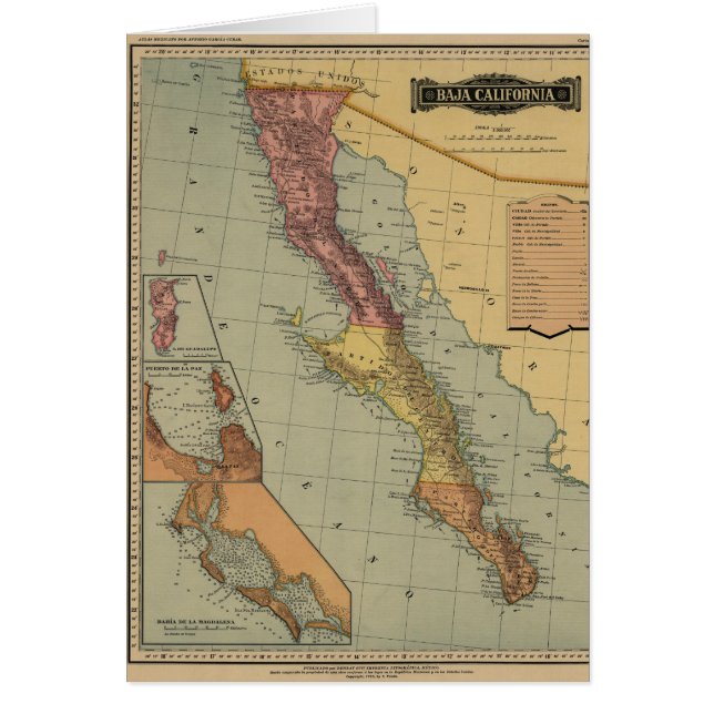 Mapa de la antigüedad de Baja California (Frente)