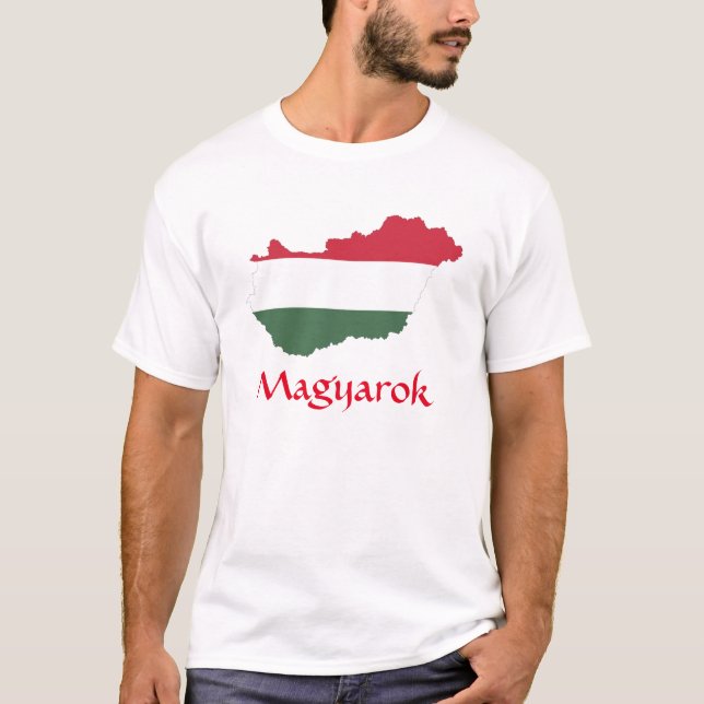 Mapa de la bandera de Hungría con camiseta Magyaro (Anverso)