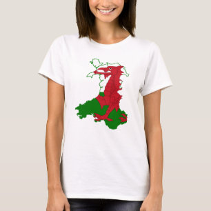 Mapa de la bandera de la camiseta de Gales