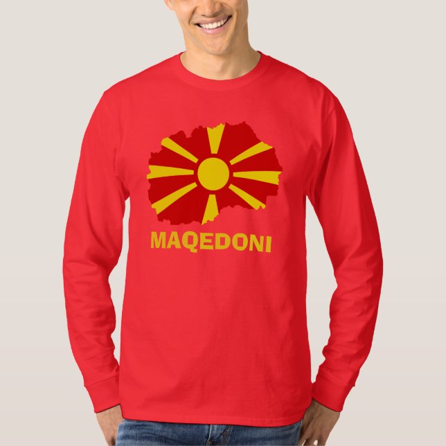 Mapa de la bandera de la camiseta de Maqedoni Long (Anverso)