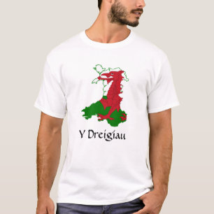 Mapa de la bandera de Y Dreigiau de la camiseta de