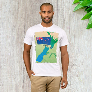 Mapa De La Camiseta De Los Hombres De Nueva Zeland