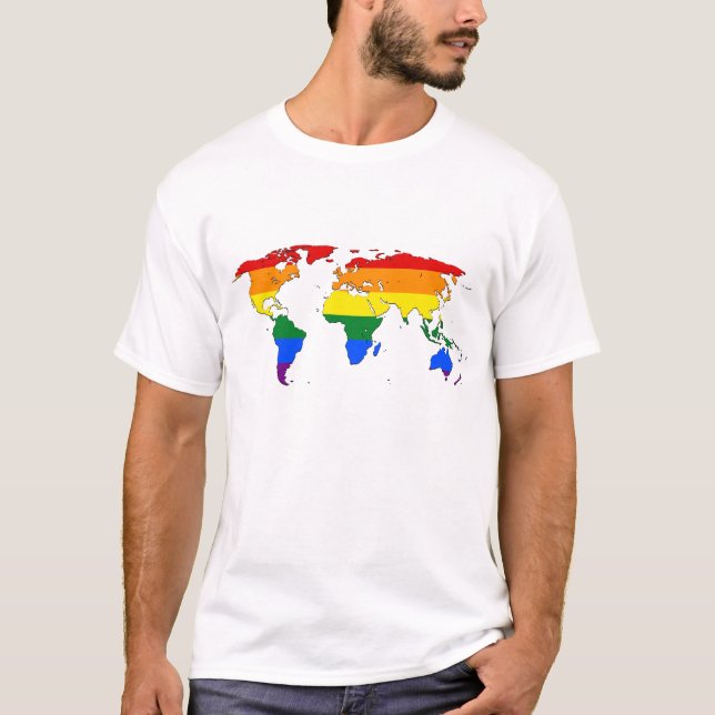 Mapa de la camiseta del mundo del orgullo LGBT (Anverso)