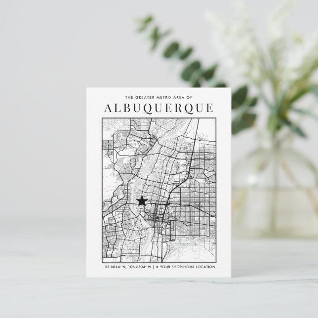 Mapa de la ciudad de Albuquerque + postal del marc (Anverso de pie)