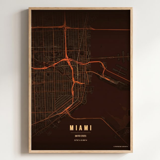 Mapa de la Ciudad de Florida Miami Impresión Arte  (Subido por el creador)
