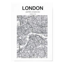 Mapa de la ciudad de Londres – Arte minimalista en