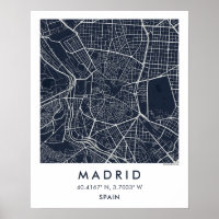 Mapa de la Ciudad de Madrid España Arte de Pared P