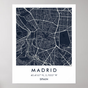 Mapa de la Ciudad de Madrid España Arte de Pared P