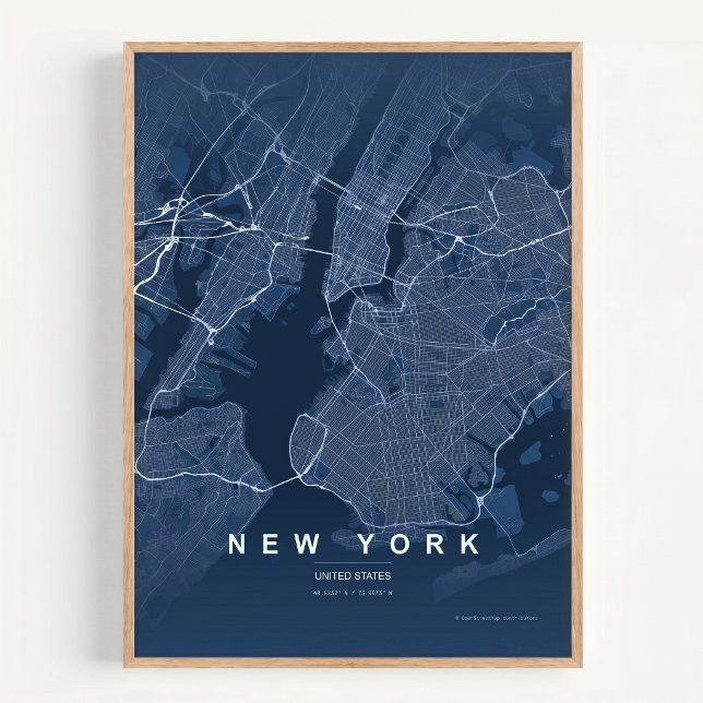 Mapa de la Ciudad de Nueva York Arte de pared azul (Subido por el creador)