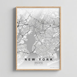 Mapa de la Ciudad de Nueva York Regalo de Póster d