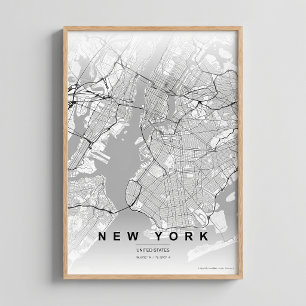 Mapa de la Ciudad de Nueva York Regalo de Póster d