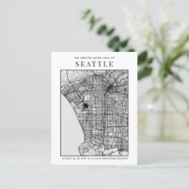Mapa de la ciudad de Seattle + postal del marcador