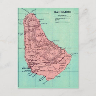 Mapa de la isla de Barbados Tarjeta postal