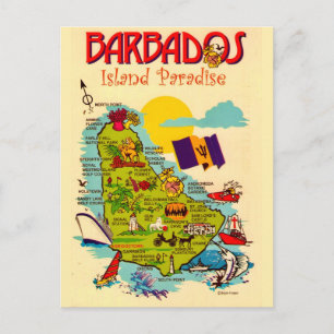 Mapa de la isla de Barbados Tarjeta postal