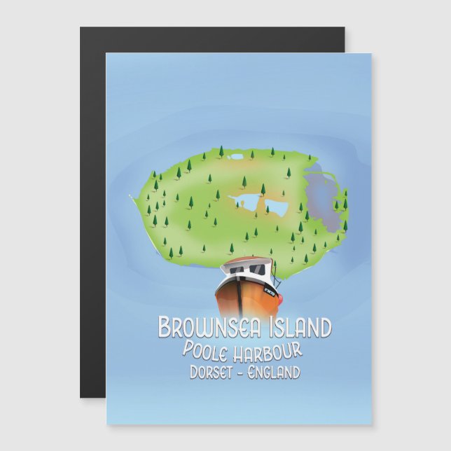 Mapa de la isla de Brownsea, Poole, Dorset, Inglat (Anverso/Reverso)
